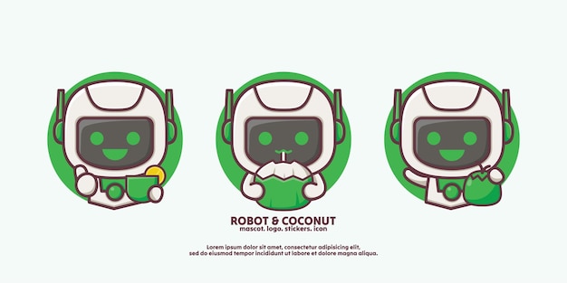 diseño lindo robot de dibujos animados con coco