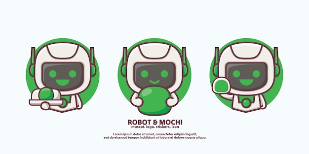 Diseño lindo robot de dibujos animados con mochi