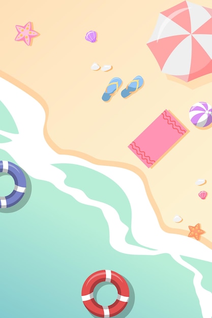 Diseño lindo verano playa ilustración plana