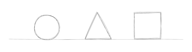 Vector diseño de una línea circular, triangular y cuadrada. ilustración de vector de estilo minimalista dibujado a mano