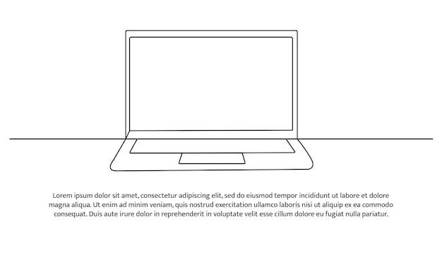 Diseño de línea continua de la computadora portátil Concepto de diseño de símbolos de dispositivos tecnológicos Elementos decorativos dibujados sobre un fondo blanco