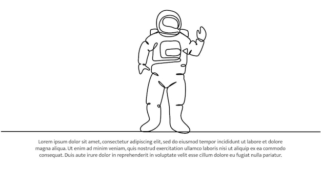 Diseño de línea continua del diseño del concepto de viaje de Spaceman