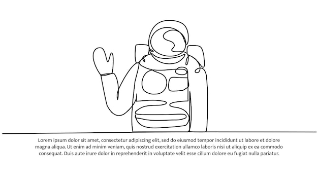Diseño de línea continua del diseño del concepto de viaje de Spaceman