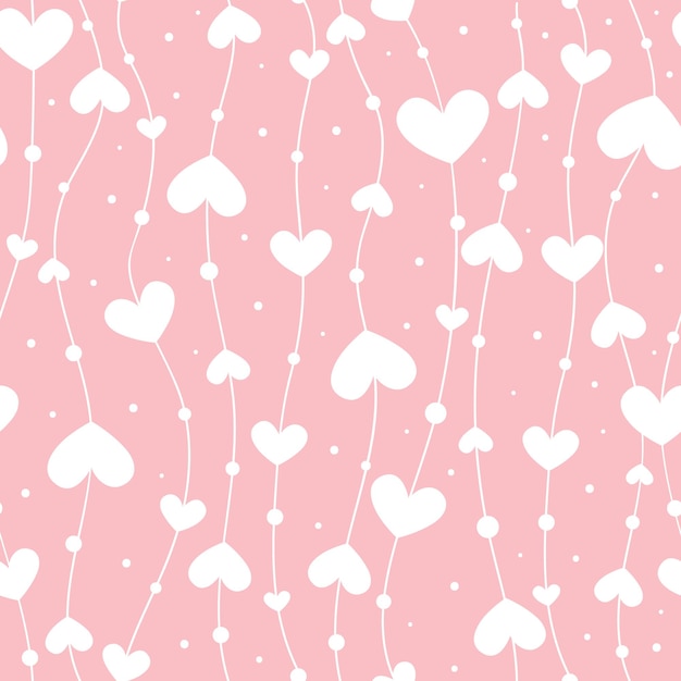 Diseño de línea de corazón rosa de patrones sin fisuras para scrapbooking Fondo de artículos de papel de tarjetas de moda