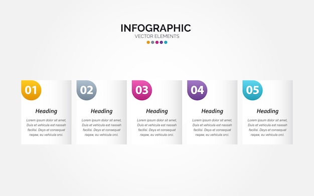 Diseño de línea delgada de infografía horizontal vectorial con iconos y 5 opciones o pasos Infografía horizontal para concepto de negocio Se puede utilizar para el diseño de flujo de trabajo de banner de presentaciones