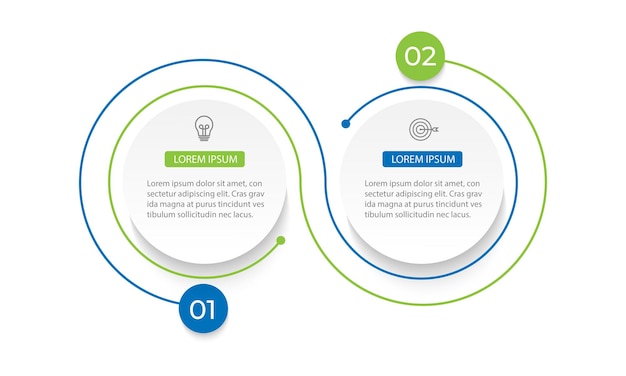 Diseño de línea delgada de infografía vectorial con iconos de marketing Concepto de negocio con 2 opciones