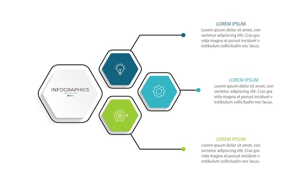 Diseño de línea delgada de infografía vectorial con iconos de marketing Concepto de negocio con 3 opciones