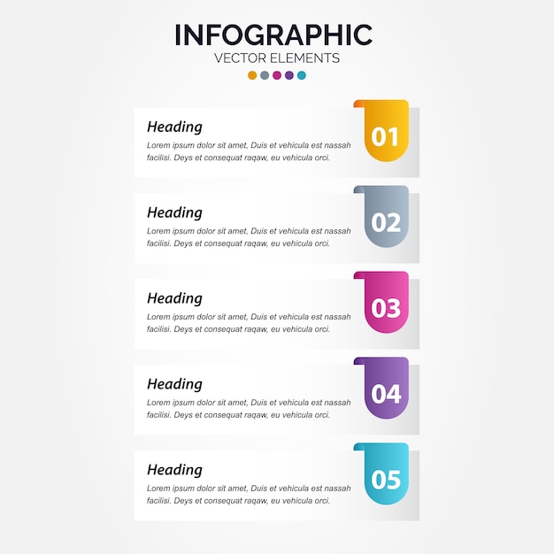 Diseño de línea delgada de infografía vertical vectorial con iconos y 5 opciones o pasos Infografía vertical para concepto de negocio Puede usarse para banner de presentaciones