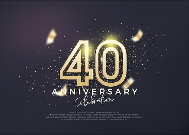 Diseño de línea dorada para la celebración del 40 aniversario Vector premium para el cartel de la celebración de la celebración