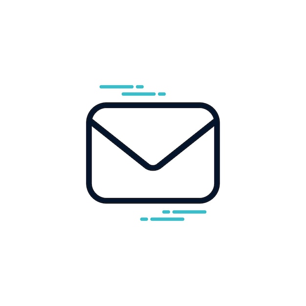 Diseño de línea de icono de correo electrónico aislado sobre fondo blanco