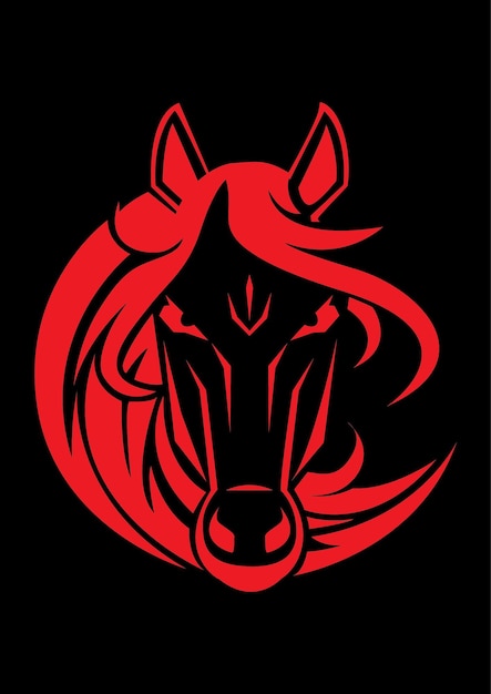 Vector diseño de línea de interfaz de usuario de caballo rojo fondo negro