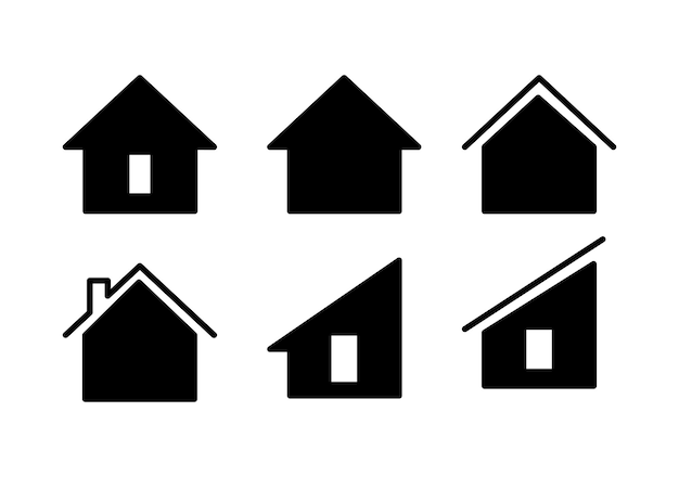 Diseño de la línea de logotipo del conjunto de iconos de la casa