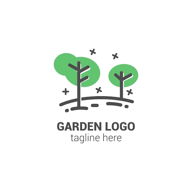 Vector diseño de la línea del logotipo del jardín vectorial