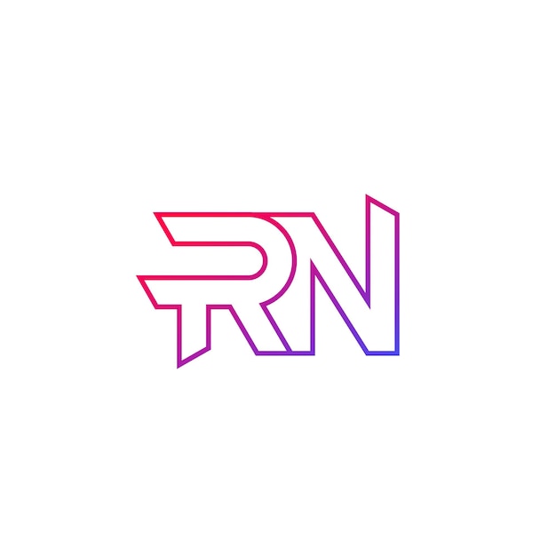 Diseño de línea de logotipo de letras RN, vector