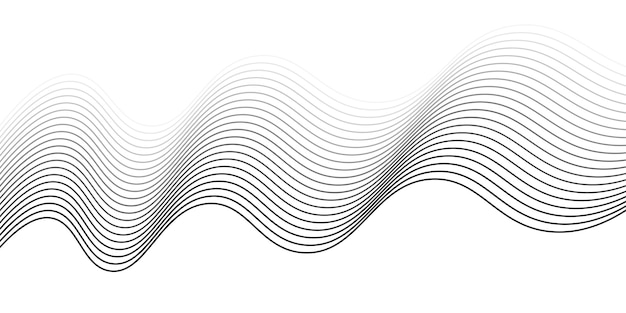 Diseño de línea negra ondulada abstracta sobre fondo blanco Ilustración vectorial