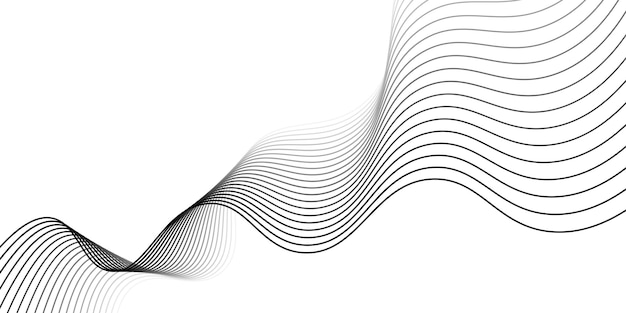 Diseño de línea negra ondulada abstracta sobre fondo blanco Ilustración vectorial