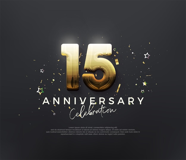 Diseño de línea simple para la celebración del 15o aniversario Vector premium para el cartel de la celebración de la celebración