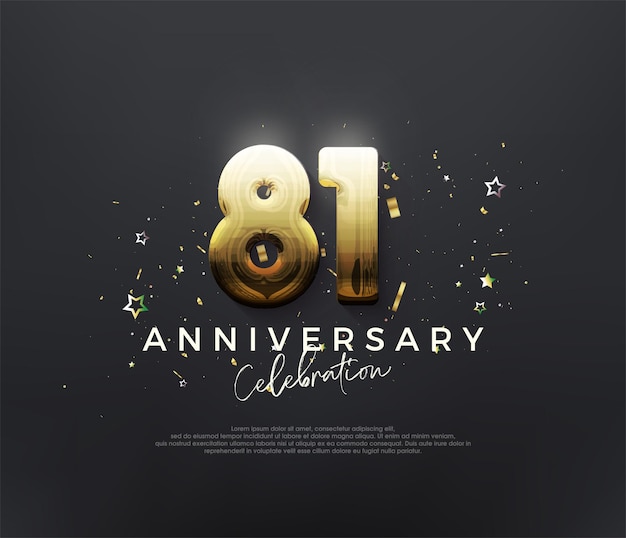 Diseño de línea simple para la celebración del 81 aniversario Vector premium para el saludo de la celebración del cartel.