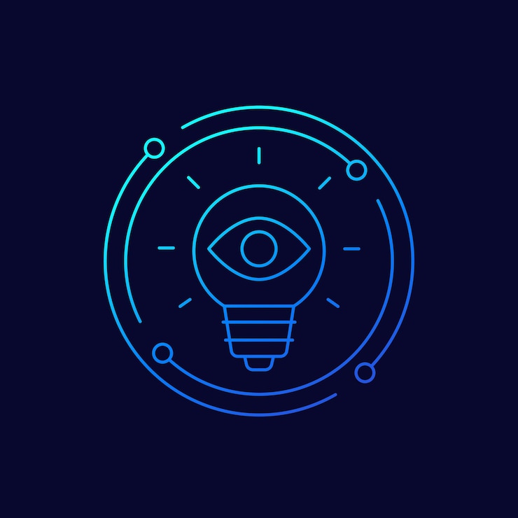 Vector diseño lineal de la bombilla y el icono del ojo