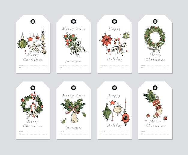diseño lineal elementos de saludos navideños.