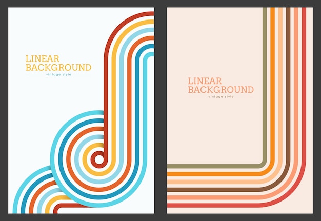 Diseño lineal en estilo vintage Fondo abstracto con líneas de colores paralelas