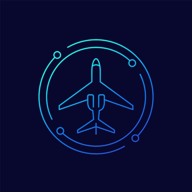 diseño lineal del icono del avión de jet privado