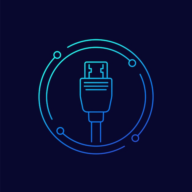 Vector diseño lineal del icono del cable hdmi