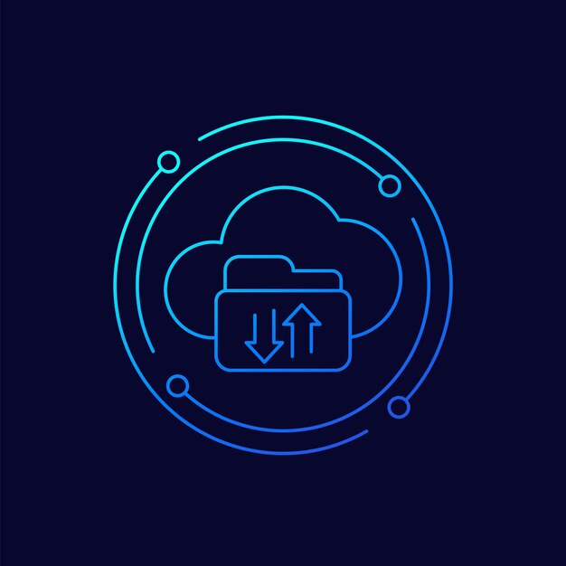 diseño lineal del icono de la carpeta de la nube