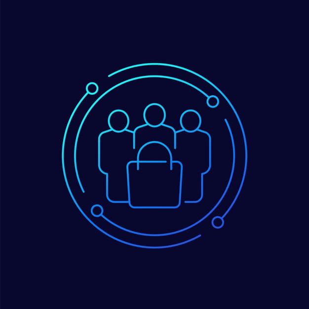 Diseño lineal del icono de los clientes y compradores