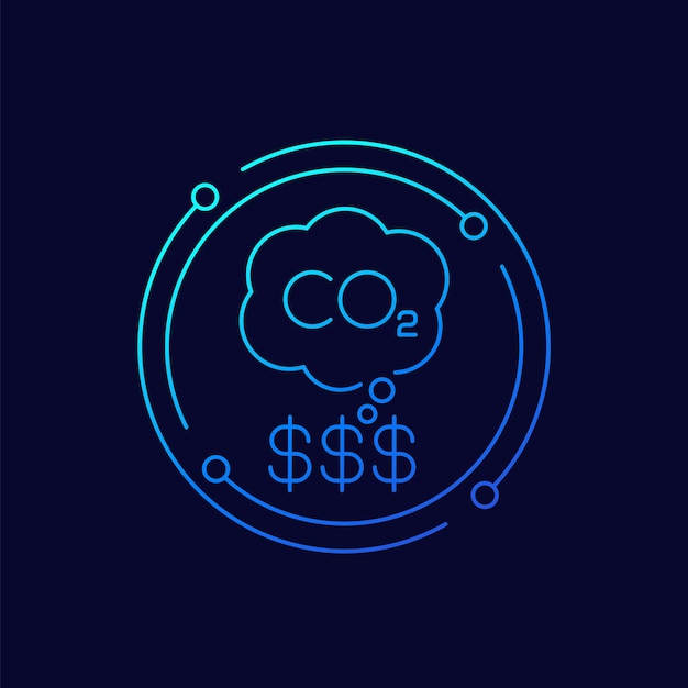 diseño lineal del icono del costo de las emisiones de carbono