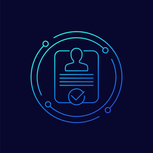 diseño lineal del icono de la cuenta de usuario verificada