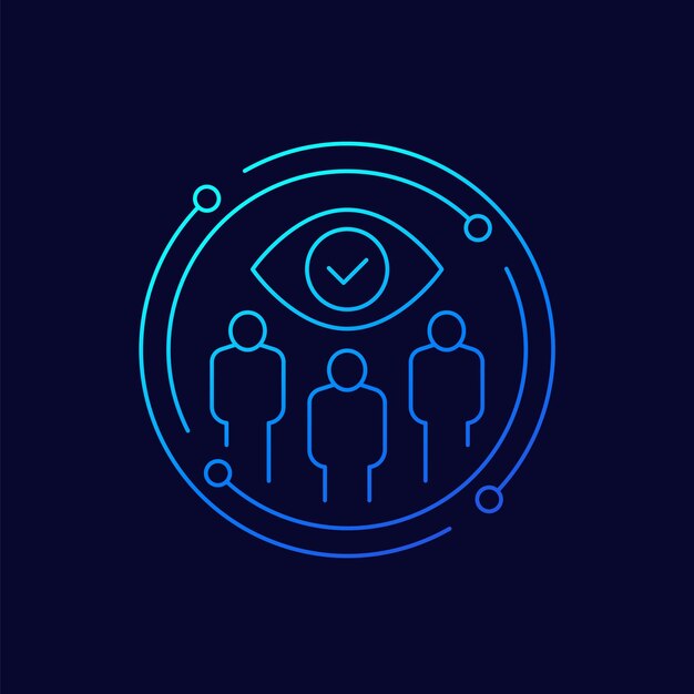 Diseño lineal del icono del grupo de monitoreo