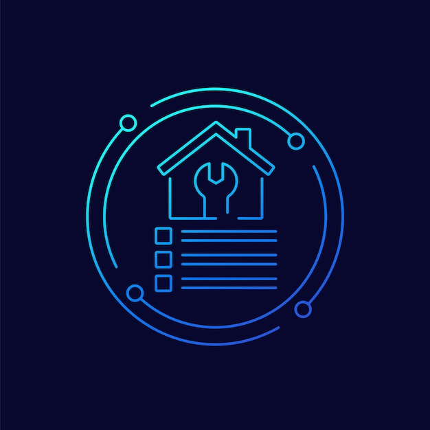 diseño lineal del icono de mantenimiento y servicio de la casa