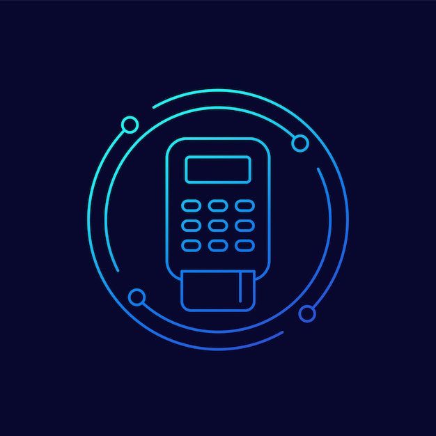 Diseño lineal del icono de pago del terminal Pos