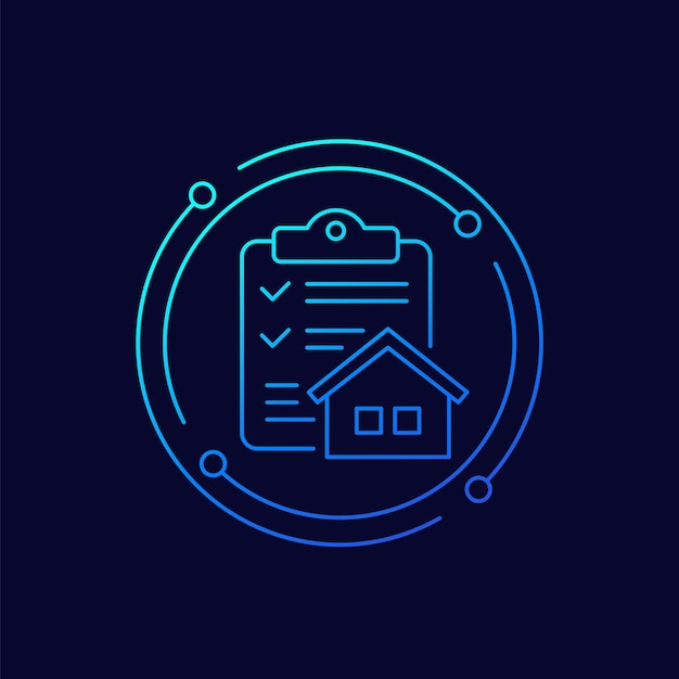 Diseño lineal de icono de permiso de construcción
