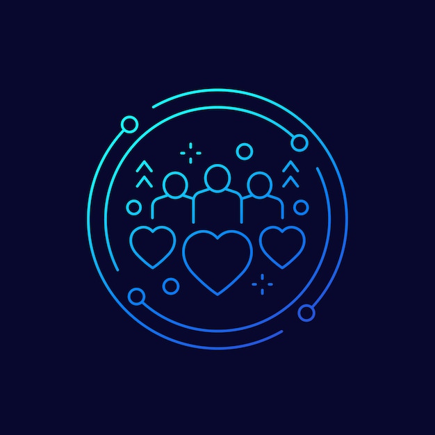 Diseño lineal de icono de personas de la comunidad