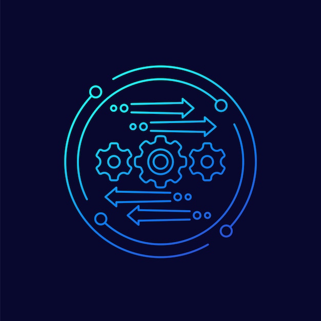 diseño lineal del icono del proceso de automatización y optimización