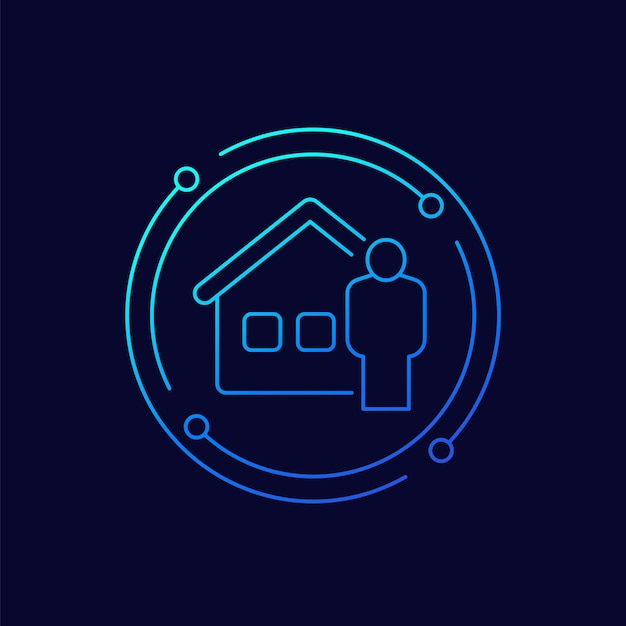 Diseño lineal del icono del propietario o propietario de la casa.