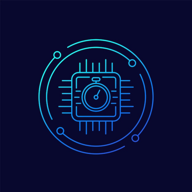 diseño lineal del icono de prueba de rendimiento del chipset