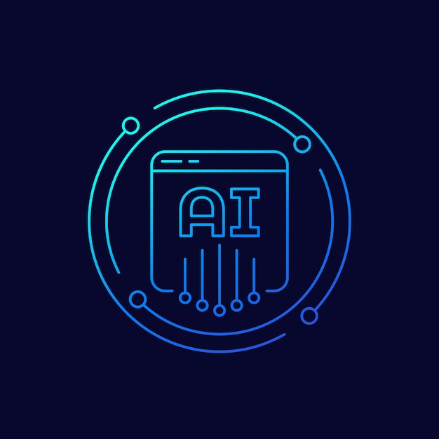Diseño lineal del icono de servicio de IA