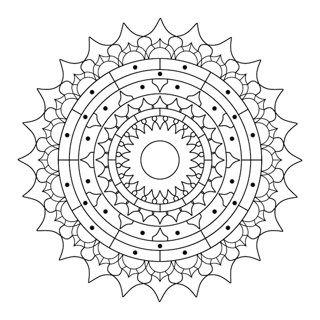 Diseño lineal de mandala de vector