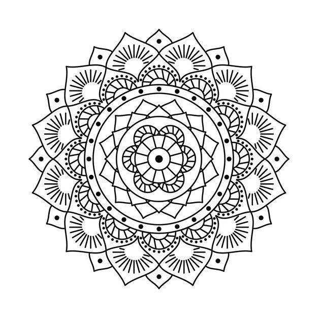 Diseño lineal de mandala de vector