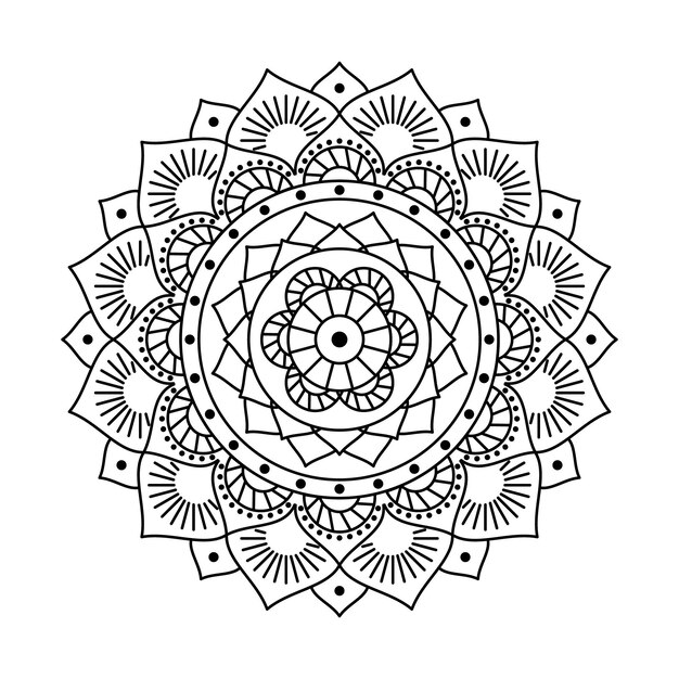 Diseño lineal de mandala de vector