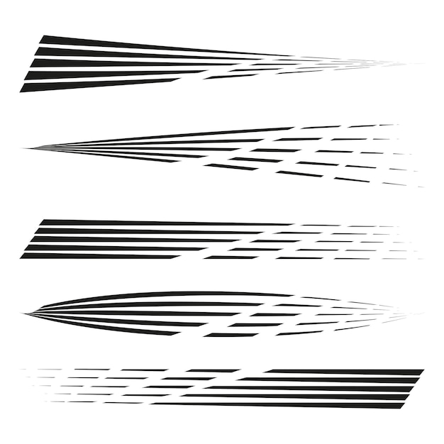 Diseño de líneas abstractas Gráficos dinámicos en negro Formas lineales Efecto de velocidad vectorial