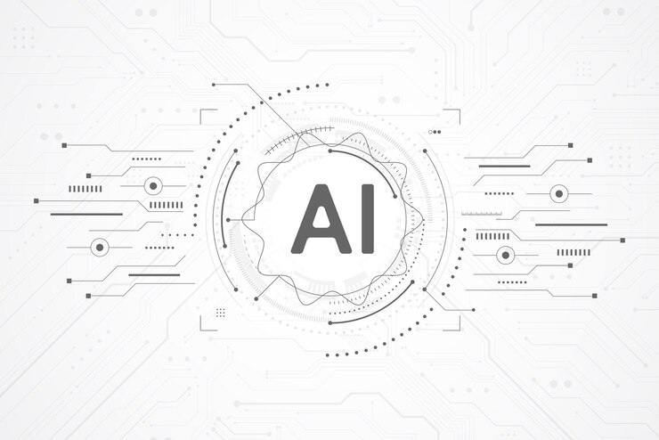 Vector diseño de líneas de circuitos de inteligencia artificial abstracta aprendizaje automático red inteligente digital