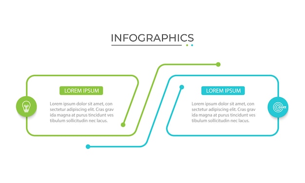 Diseño de líneas delgadas con iconos de marketing Concepto de negocio con 2 opciones