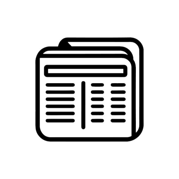 Diseño de líneas de iconos vectoriales de periódicos Arte de líneas de noticias de última hora para aplicaciones y sitios web Símbolo de noticias