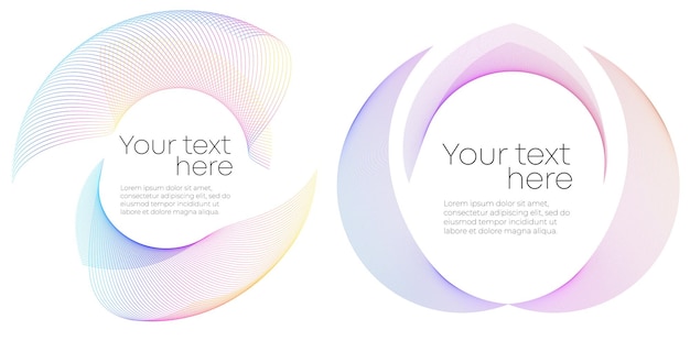 Diseño de líneas de ondas geométricas elementos marco en espiral círculo líneas fluyentes coloridas fondo para servicios de spa promociones de bienestar retiro de yoga volantes y relajación negocio de productos