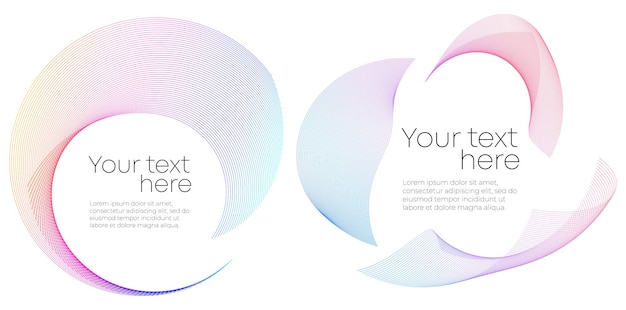 Diseño de líneas de ondas geométricas elementos marco en espiral círculo líneas fluyentes coloridas fondo para servicios de spa promociones de bienestar retiro de yoga volantes y relajación negocio de productos