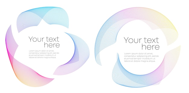 Diseño de líneas de ondas geométricas elementos marco en espiral círculo líneas fluyentes coloridas fondo para servicios de spa promociones de bienestar retiro de yoga volantes y relajación negocio de productos